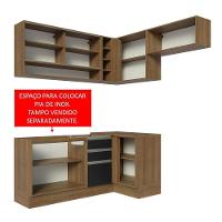 Armário De Cozinha 349Cm Rustic/Preto Glamy 06 Rustic/Preto - 10