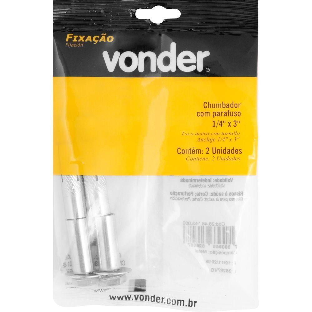 Chumbador Com Parafuso 1-4'' X 3'' Com 2 Peças Vonder - 3