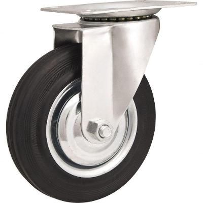 Rodizio Giratório 8 Leve 150kg Núcleo Chapa Borracha Preta