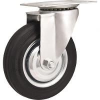 Rodizio Giratório 8 Leve 150kg Núcleo Chapa Borracha Preta - 1