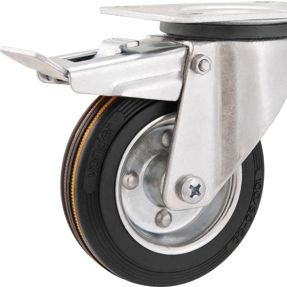 Rodizio Giratório Com Freio 4 Média 88kg Núcleo Chapa Borra - 1