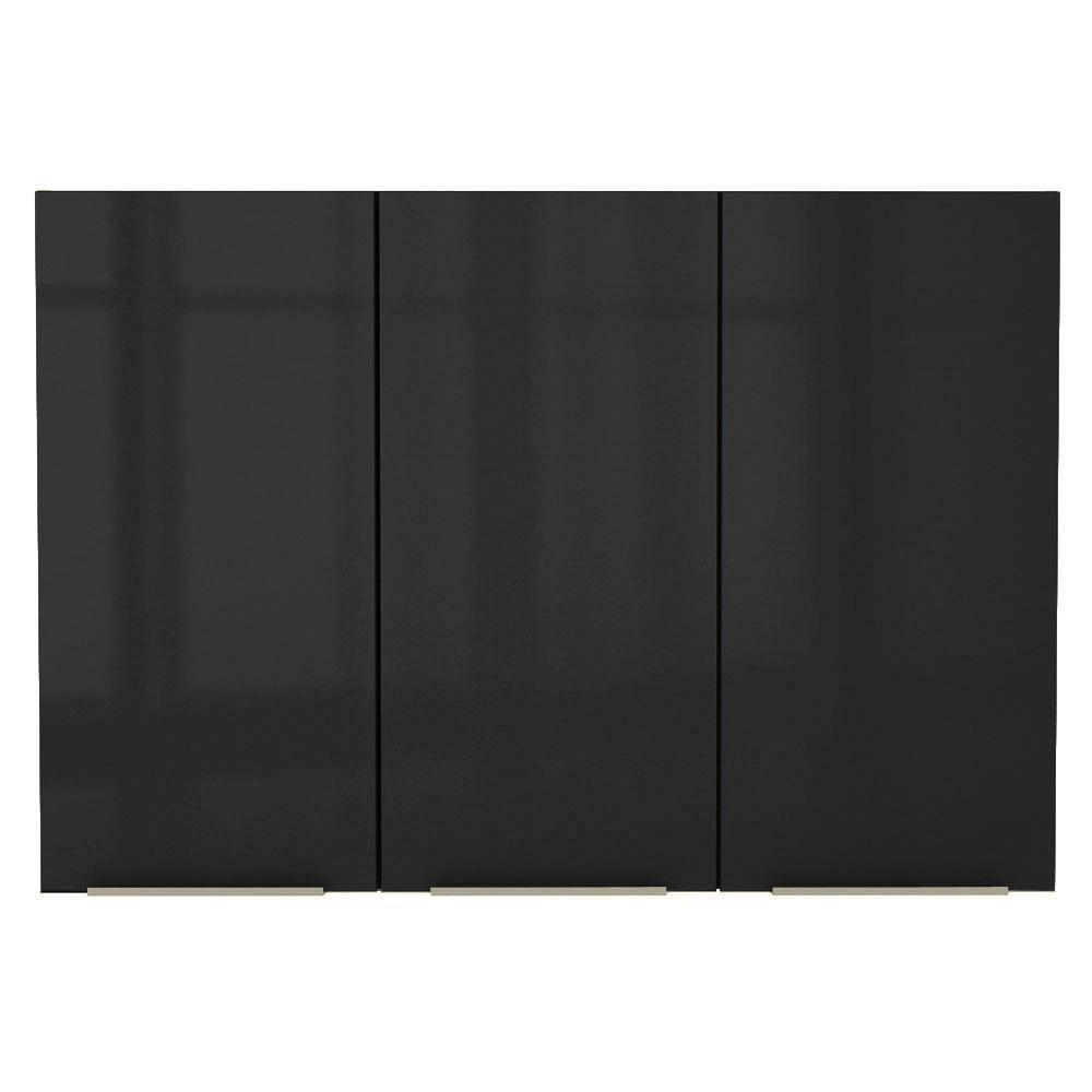 Armário Aéreo Madesa Lux 120 cm 3 Portas Rustic e Preto - 2