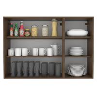 Armário Aéreo Madesa Lux 120 cm 3 Portas Rustic e Preto - 7