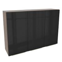 Armário Aéreo Madesa Lux 120 cm 3 Portas Rustic e Preto - 1