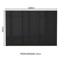 Armário Aéreo Madesa Lux 120 cm 3 Portas Rustic e Preto - 5