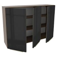 Armário Aéreo Madesa Lux 120 cm 3 Portas Rustic e Preto - 6