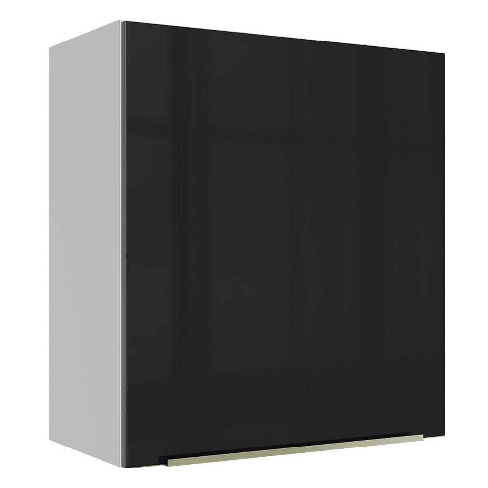Armário Aéreo Madesa Lux 60cm 1 Porta Branco Preto - 1