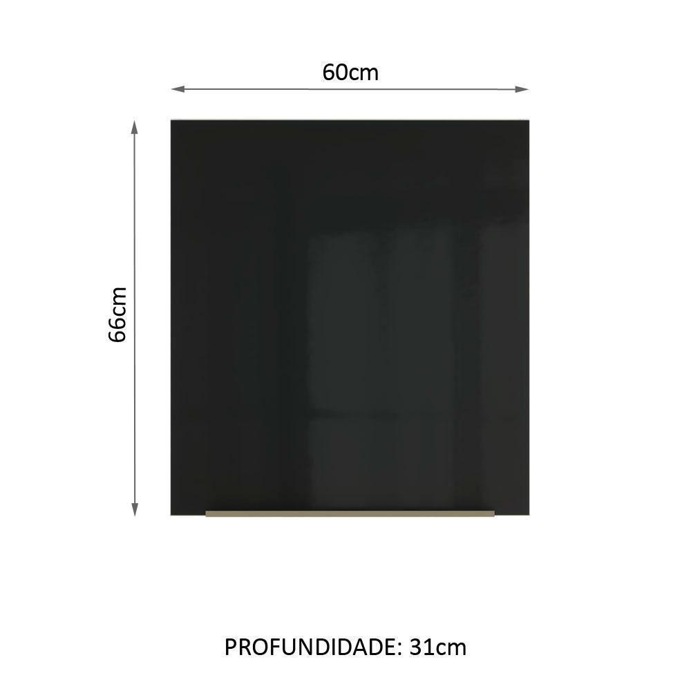 Armário Aéreo Madesa Lux 60cm 1 Porta Branco Preto - 9