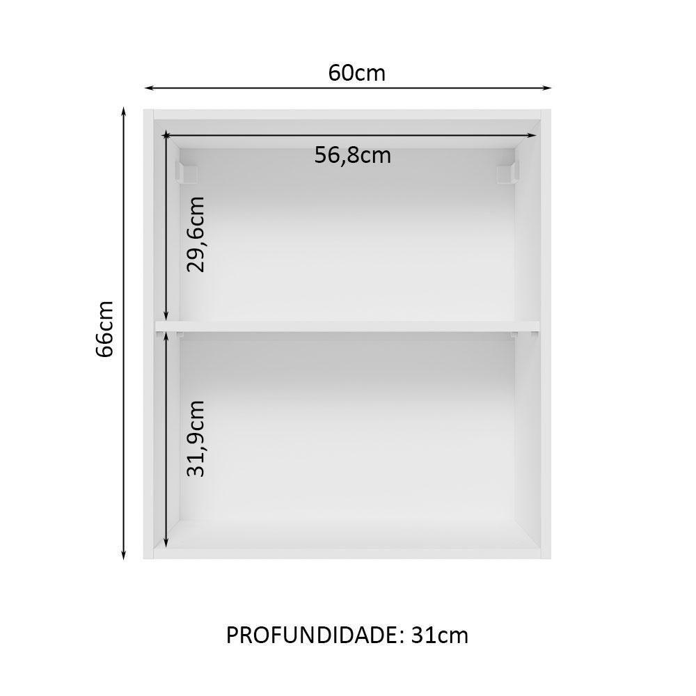 Armário Aéreo Madesa Lux 60cm 1 Porta Branco Preto - 10
