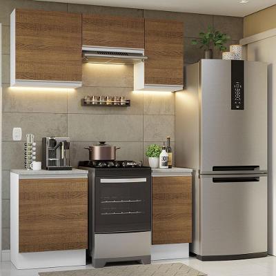 Armário de Cozinha Completa Glamy 07 5 Portas MDP 160cm Branco Texturizado Estilo Rústico