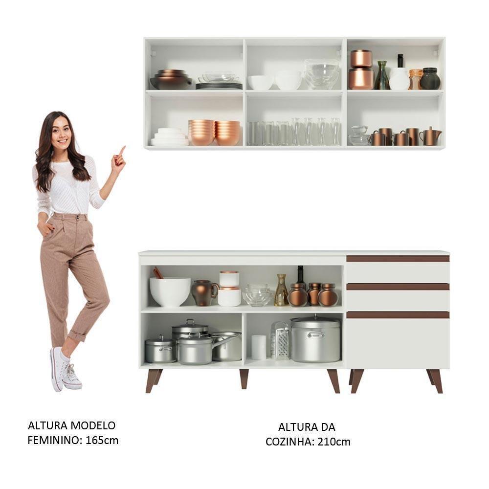 Armário de Cozinha com Balcão 5 Portas 3 Gavetas Branco - 6