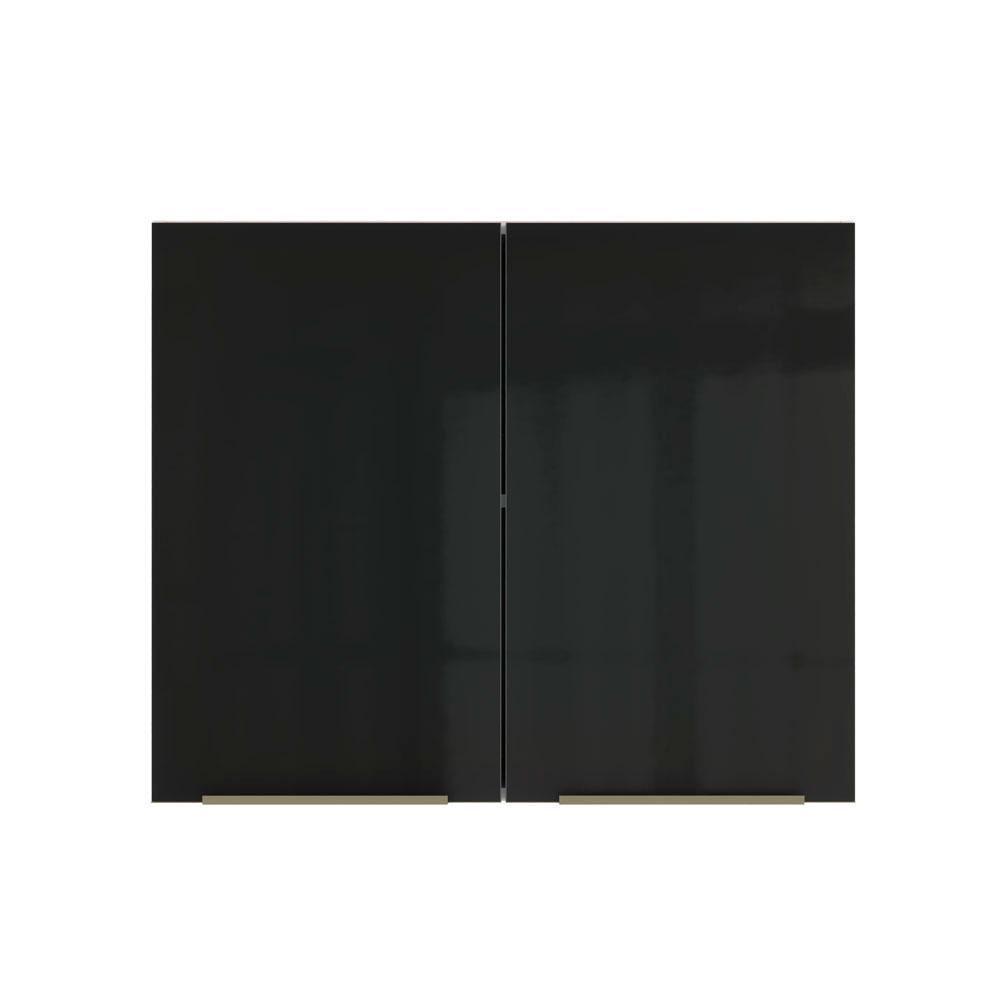 Armário Aéreo Madesa Lux 80cm 2 Portas Branco Preto - 6