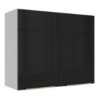 Armário Aéreo Madesa Lux 80cm 2 Portas Branco Preto - 1