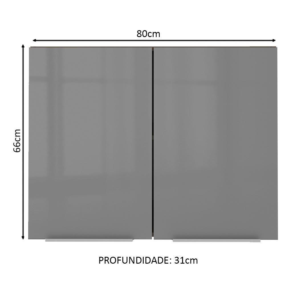 Armário Aéreo Madesa Lux 80 Cm 2 Portas Rustic/cinza - 4