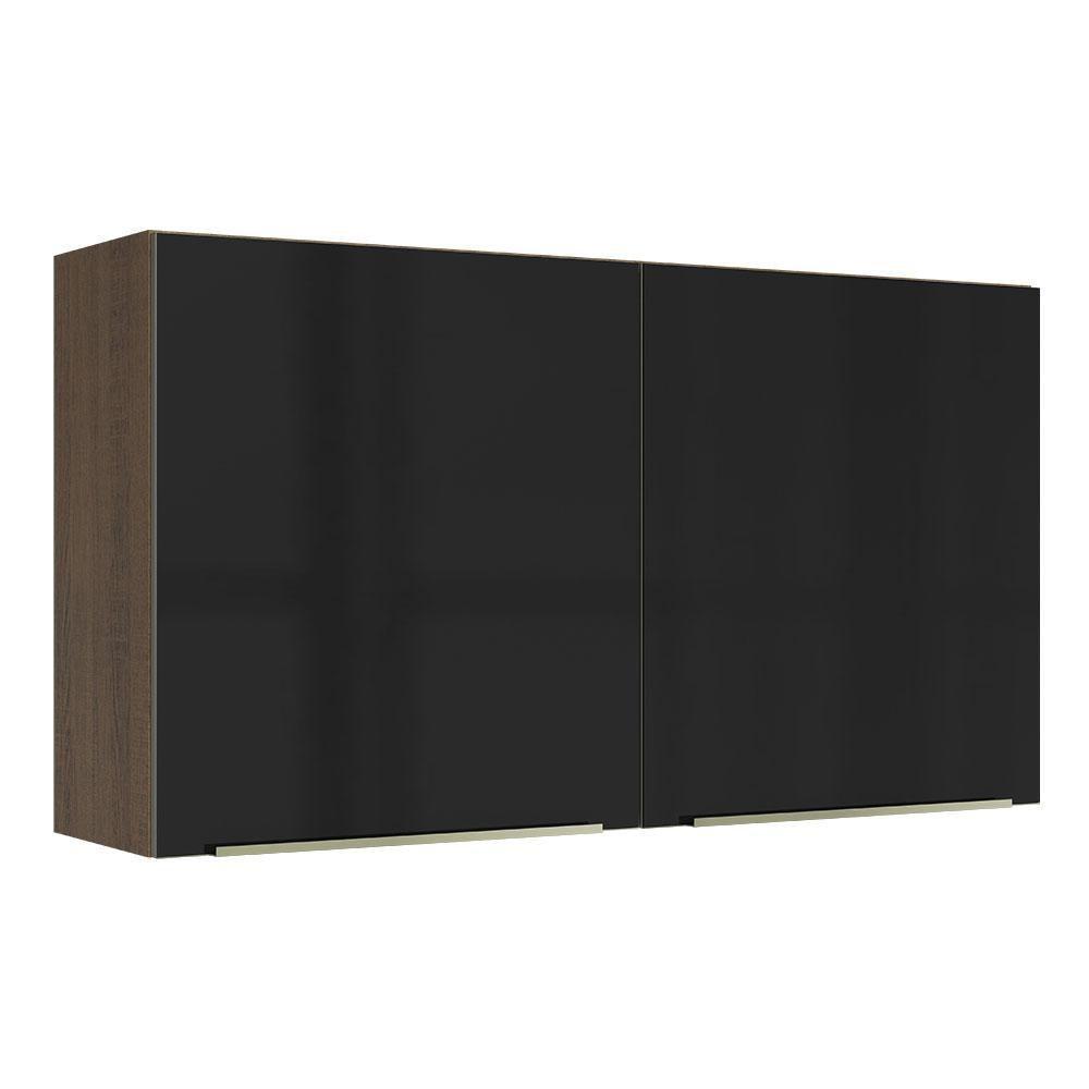 Armário Aéreo Madesa Lux 120 cm 2 Portas Rustic e Preto - 1