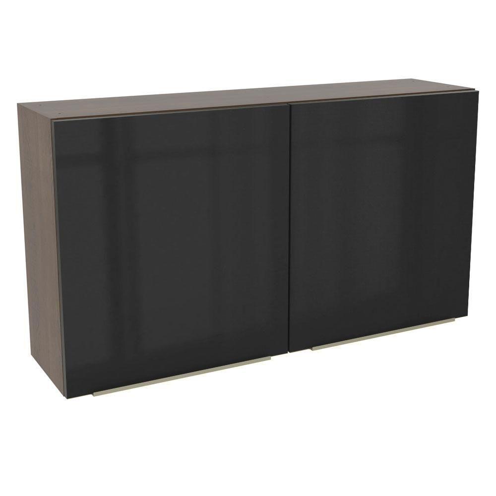 Armário Aéreo Madesa Lux 120 cm 2 Portas Rustic e Preto - 2