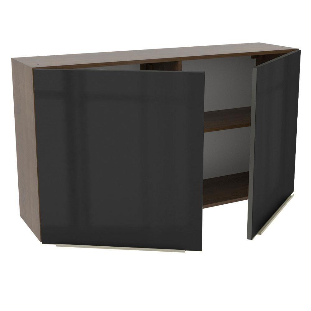 Armário Aéreo Madesa Lux 120 cm 2 Portas Rustic e Preto - 3