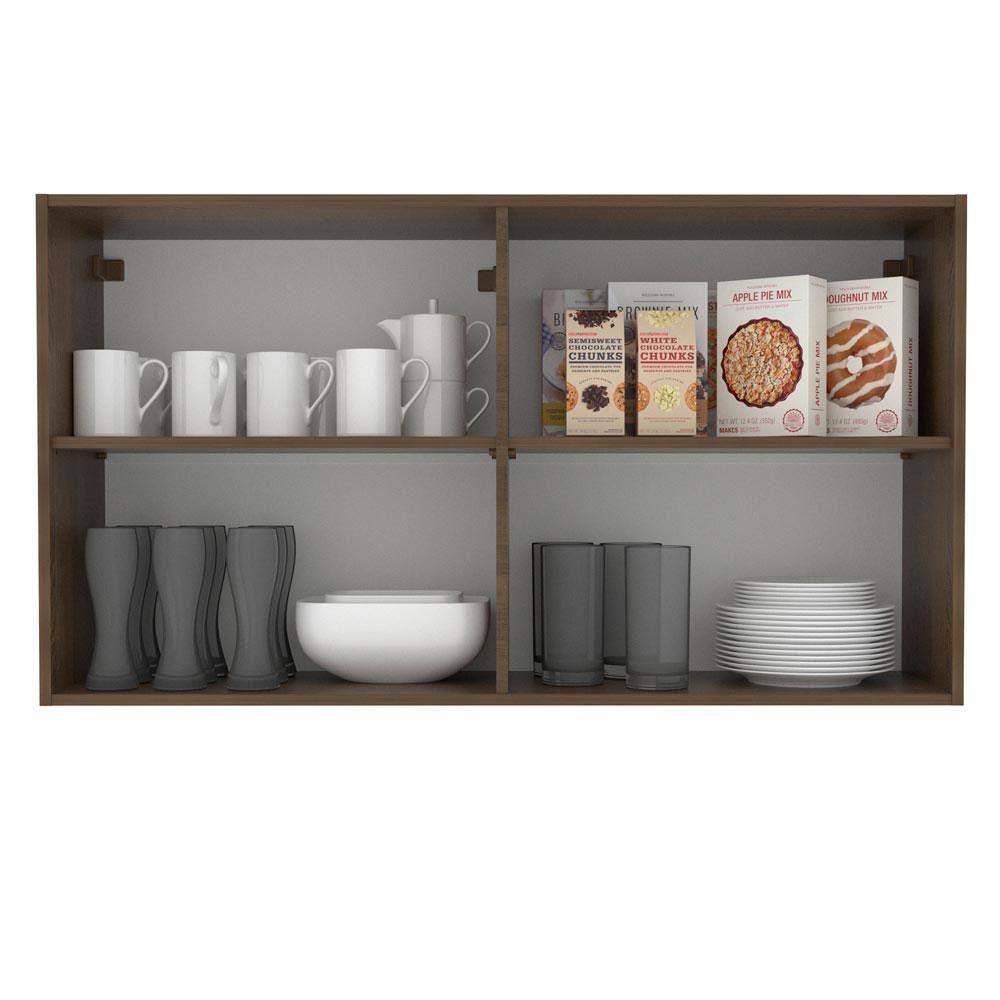 Armário Aéreo Madesa Lux 120 cm 2 Portas Rustic e Preto - 4