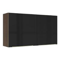 Armário Aéreo Madesa Lux 120 cm 2 Portas Rustic e Preto - 1