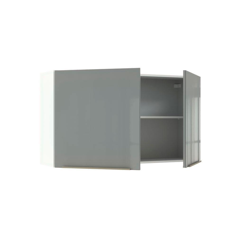 Armário Aéreo Madesa Lux 120cm 2 Portas Branco Cinza - 5