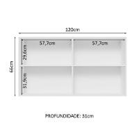 Armário Aéreo Madesa Lux 120cm 2 Portas Branco Cinza - 9