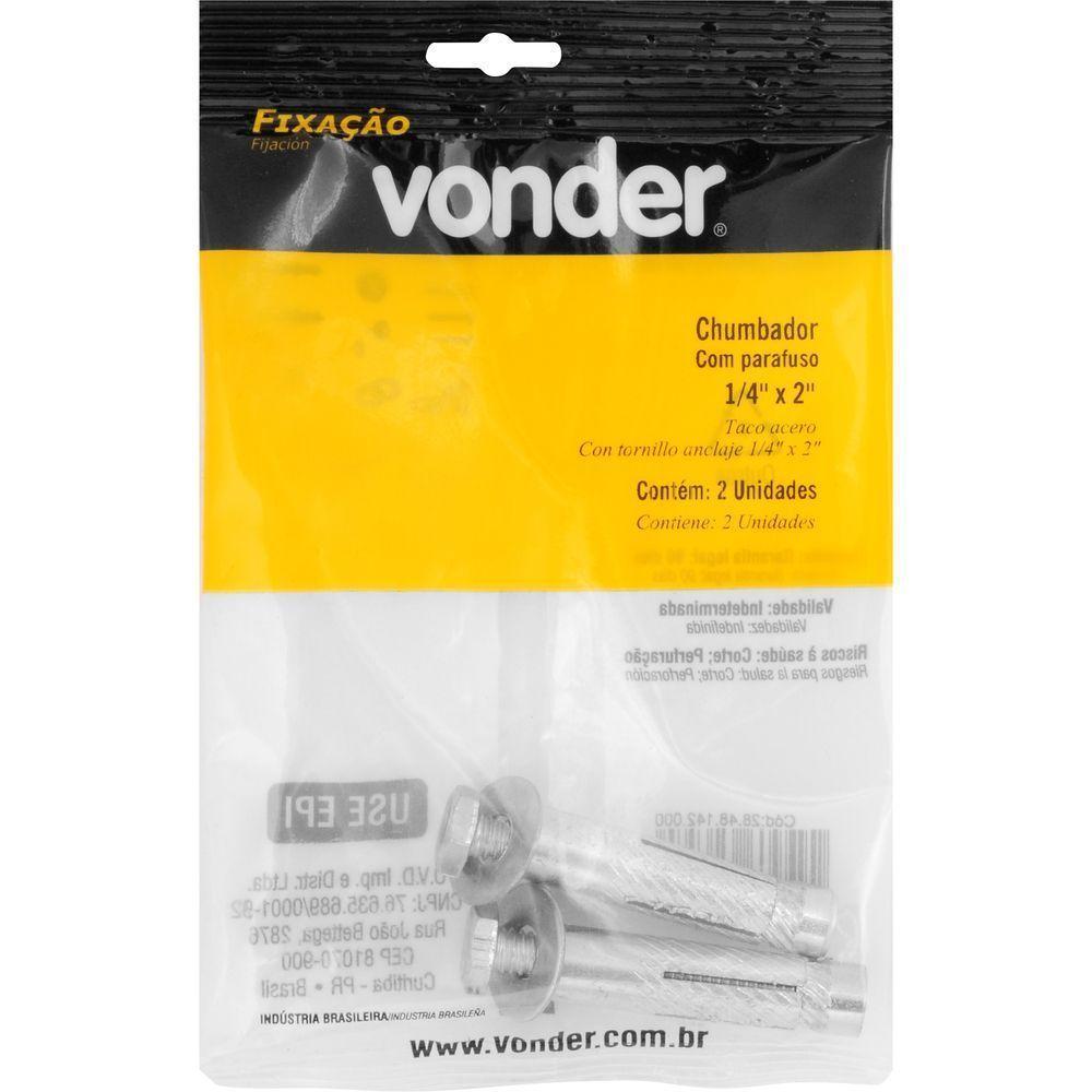 Chumbador Com Parafuso 1-4'' X 2'' Com 2 Peças Vonder - 3