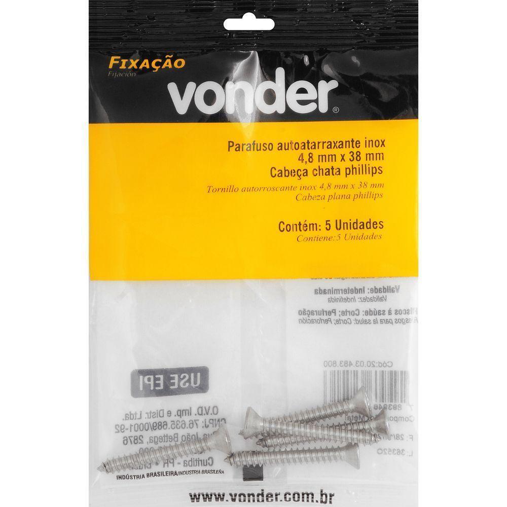 Parafuso Autoatarraxante Inox 4,8x38,0mm Phillips Vonder - 3