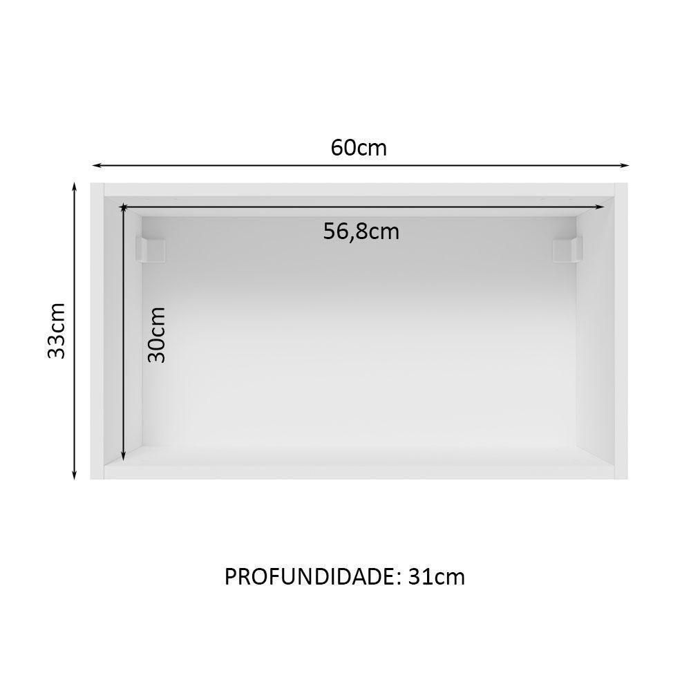 Armário Aéreo Lux 60cm 1 Porta Basculante Branco Cinza - 10