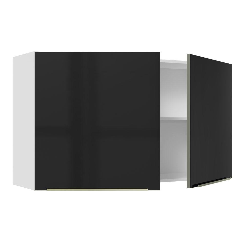 Armário Aéreo Madesa Lux 120cm 2 Portas Branco Preto - 9