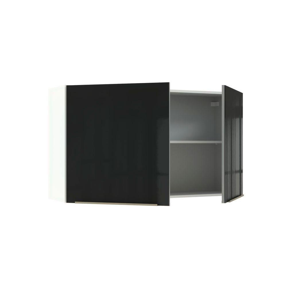 Armário Aéreo Madesa Lux 120cm 2 Portas Branco Preto - 4