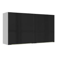 Armário Aéreo Madesa Lux 120cm 2 Portas Branco Preto - 1