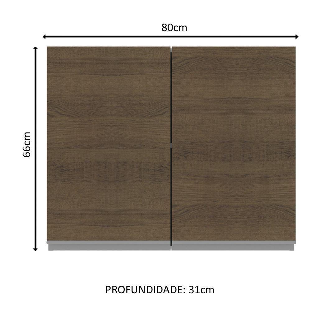 Armário Aéreo Glamy 100%MDF 80cm 2 Portas BR/Rustic Madesa - 9