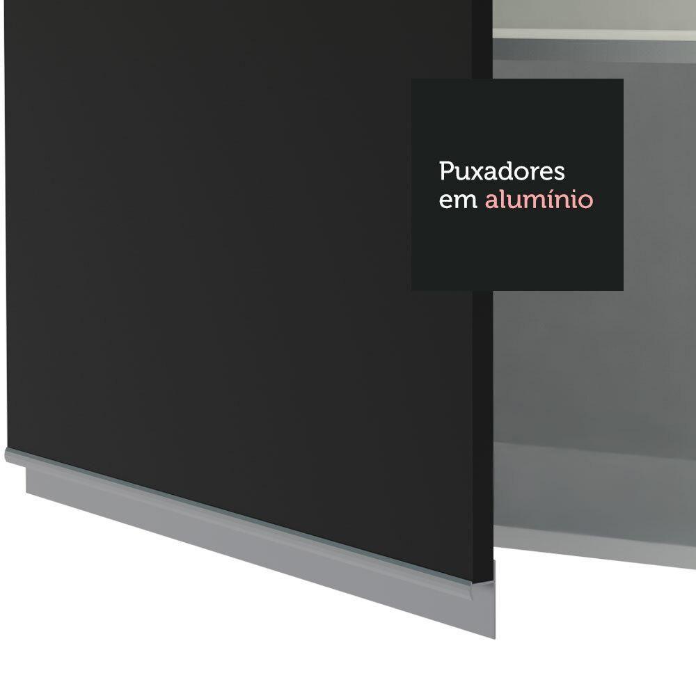 Armário Aéreo Madesa Glamy 120 Cm 2 Portas com Vidro Branco Preto - 2