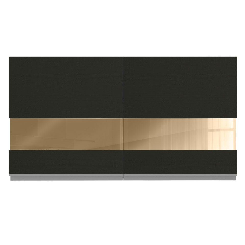 Armário Aéreo Madesa Glamy 120 Cm 2 Portas com Vidro Branco Preto - 7