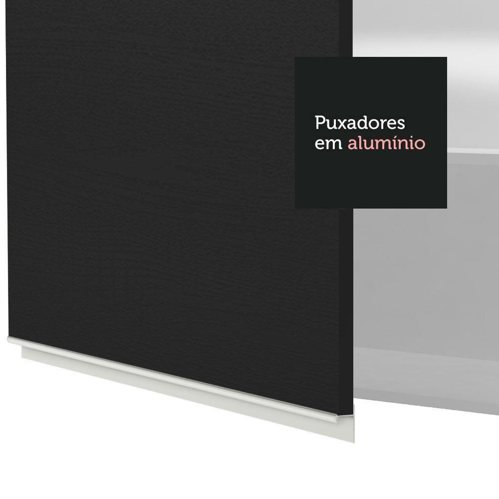 Armário Aéreo Madesa Glamy 120 Cm 2 Portas com Vidro Branco Preto - 8
