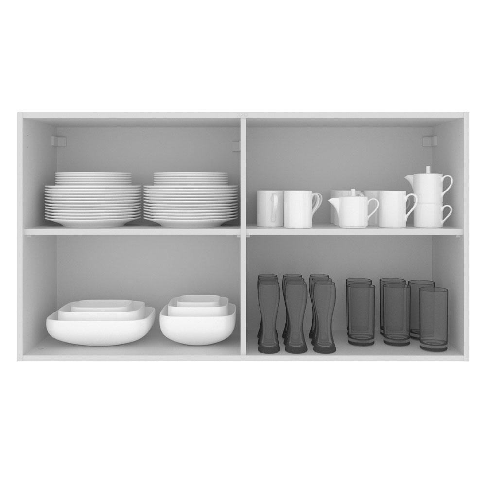 Armário Aéreo Madesa Glamy 120 Cm 2 Portas com Vidro Branco Preto - 9