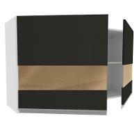 Armário Aéreo Madesa Glamy 120 Cm 2 Portas com Vidro Branco Preto - 3