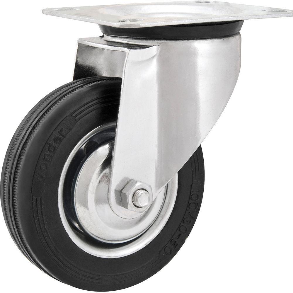 Rodizio Giratório 4'' Leve 60kg Núcleo Chapa Preto Vonder - 1