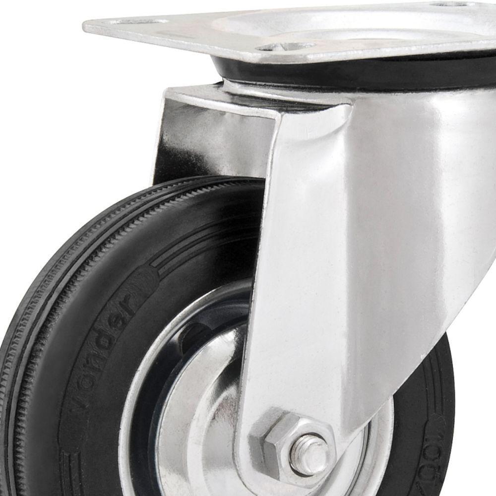 Rodizio Giratório 4'' Leve 60kg Núcleo Chapa Preto Vonder - 4