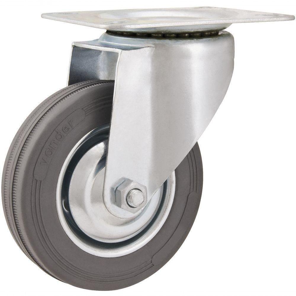 Rodizio Giratório 4 Leve 60kg Chapa Borracha Cinza Vonder - 1