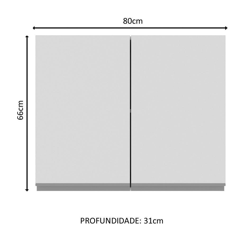 Armário Aéreo Madesa Acordes Glamy 100%MDF 80cm 2 Portas BR - 6