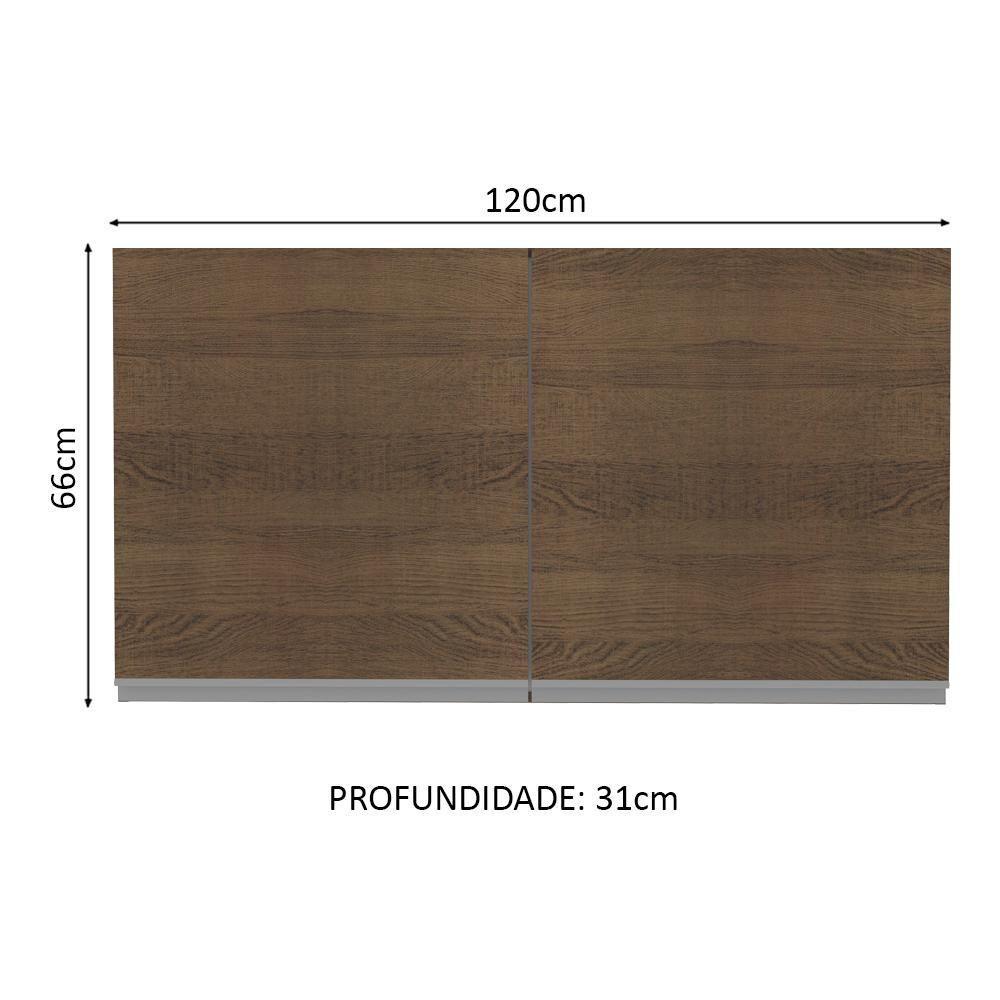 Armário Aéreo Glamy 120cm 2 Portas Rustic Madesa - 7