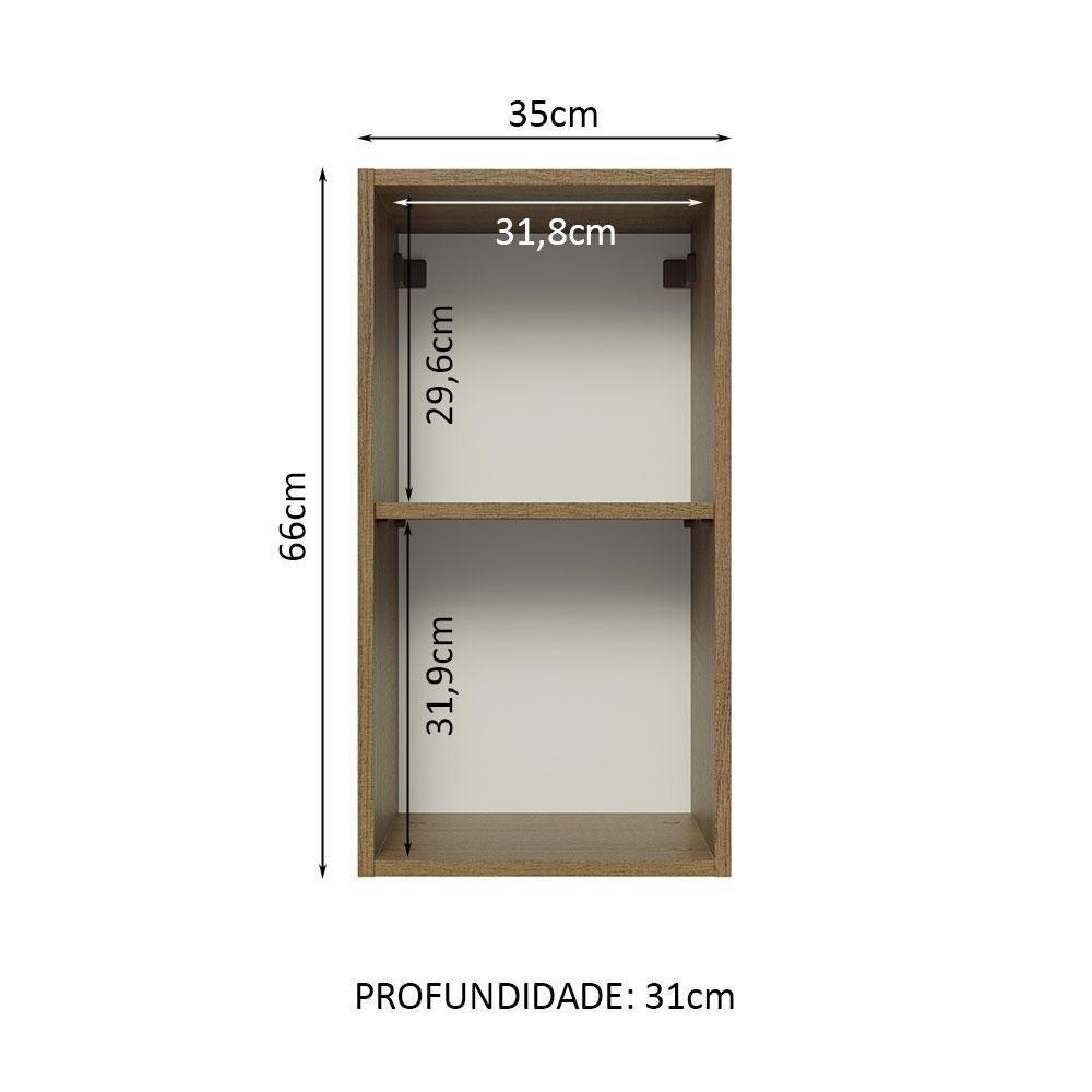 Armário Aéreo Glamy 35cm 1 Porta Rustic/Branco Madesa - 10