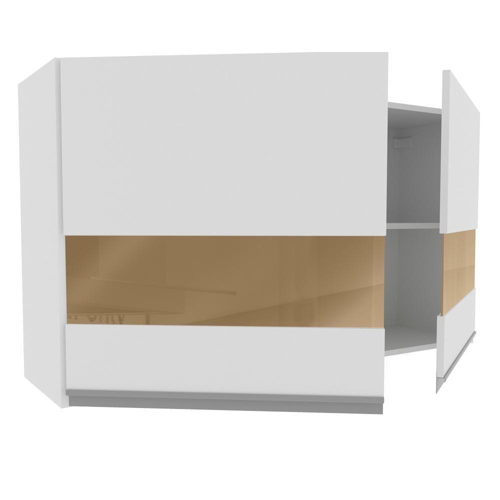 Armário Aéreo Glamy 2 Portas com Vidro 120cm Branco Madesa - 6