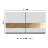 Armário Aéreo Glamy 2 Portas com Vidro 120cm Branco Madesa