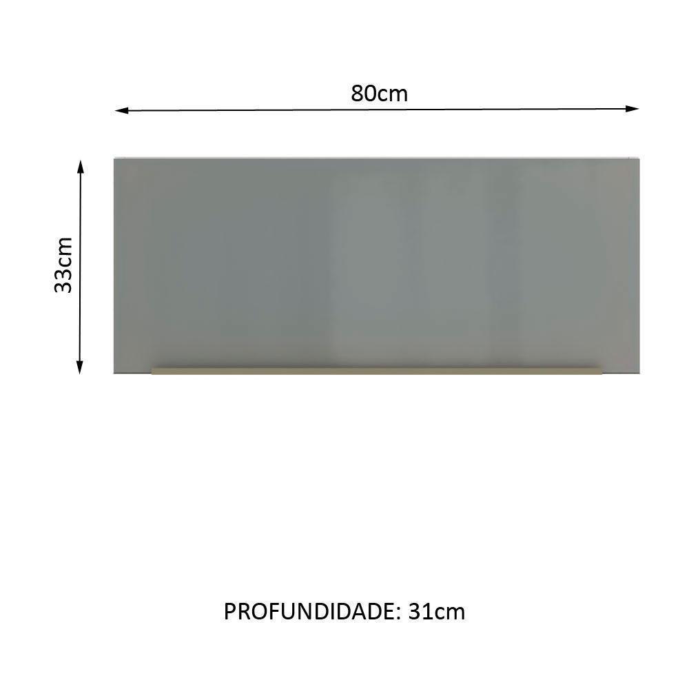 Armário Aéreo Lux 80cm 1 Porta Basculante Branco Cinza - 3