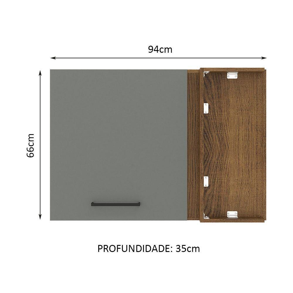 Armário Aéreo de Canto Madesa Agata 1 Porta Rustic Cinza - 4