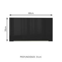 Armário Aéreo Lux 60cm 1 Porta Basculante Branco Preto - 2