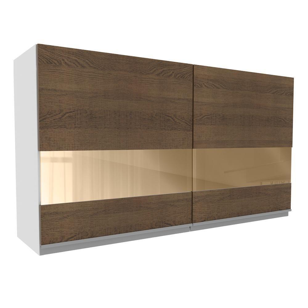 Armário Aéreo Glamy 2 Portas com Vidro 120cm Rustic Madesa - 2