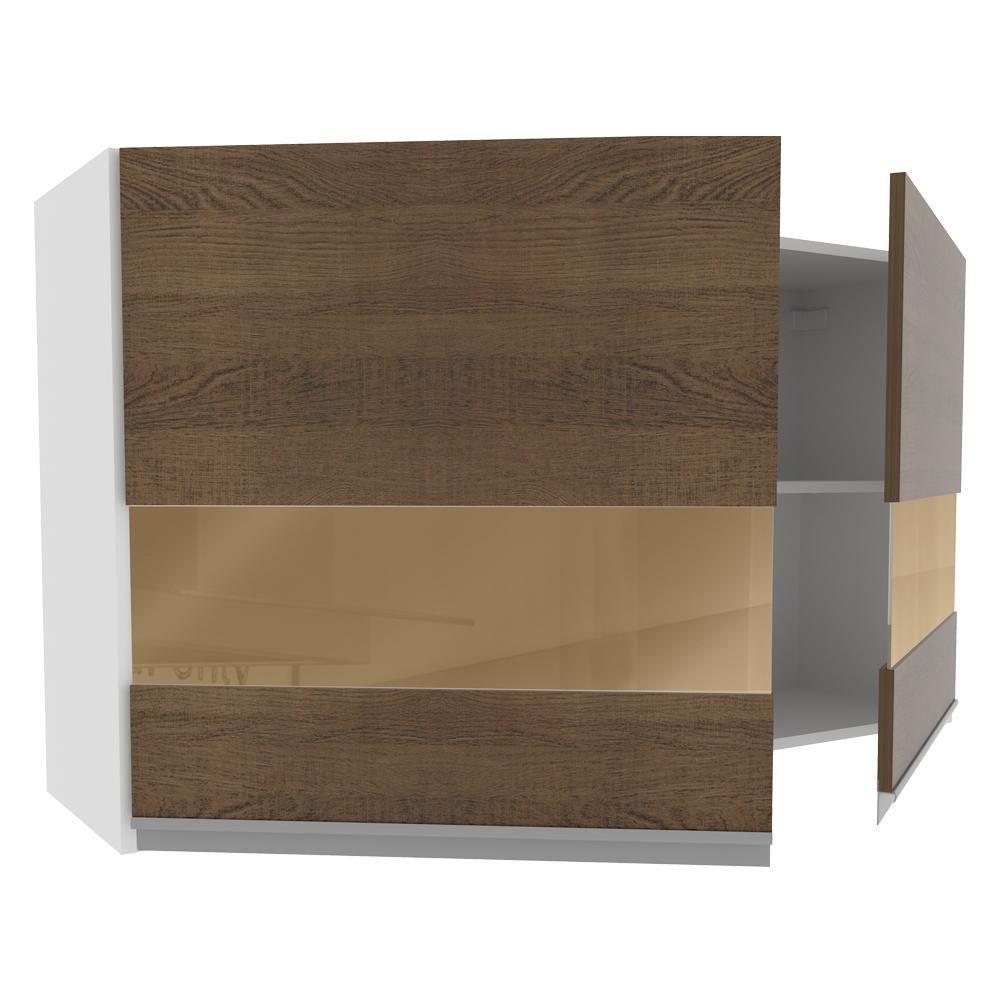 Armário Aéreo Glamy 2 Portas com Vidro 120cm Rustic Madesa - 4